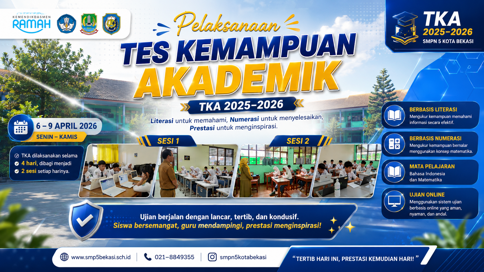 Pelaksanaan Tes Kemampuan Akademik (TKA) Kelas IX SMPN 5 Kota Bekasi Tahun Ajaran 2025/2026 Berjalan Lancar